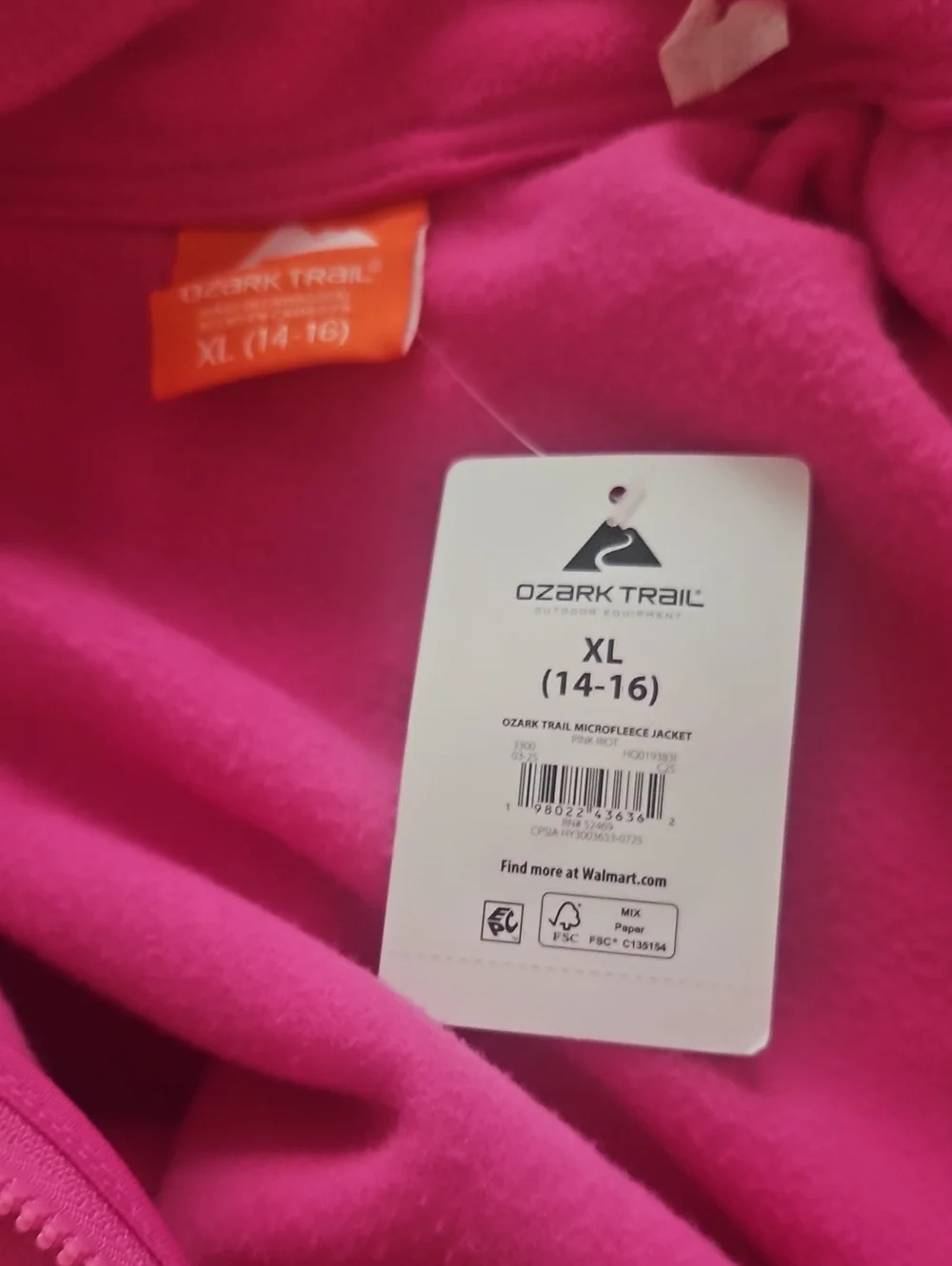 OZARK Trail Polar Fleece Hot Pink Jacket XL 14/16 Girls NWT